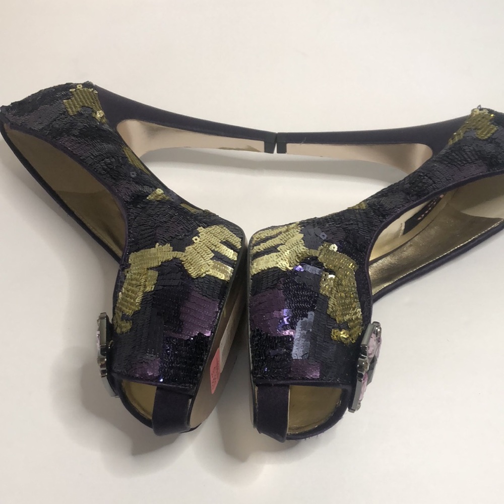 Nina New York multi colored purple sequin open toe heels size 10m - Picture 7 of 10